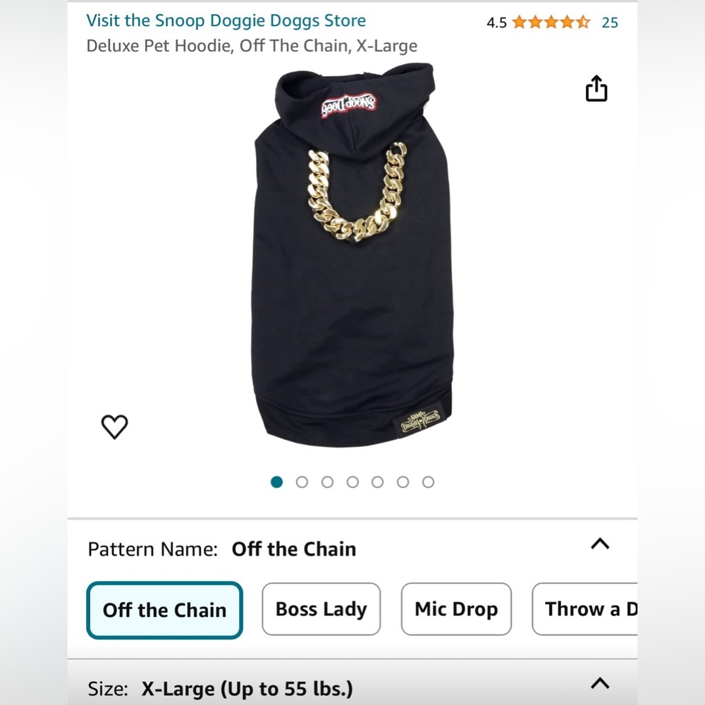 Snoop Doggie Doggs Off The Chain Hoodie XL Dog Hoodie